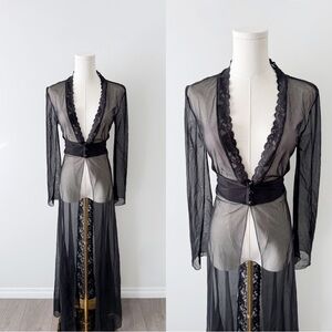 Egyptian made black lace sheer long robe